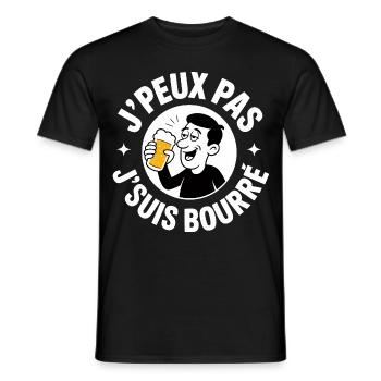 J'Peux Pas J'Suis Bourré Apéro Humour - T-shirt homme - noir - Devant - AI Model Male 178 light (178cm)