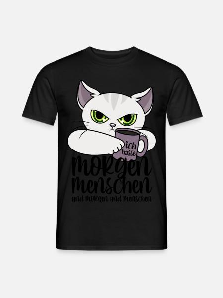 Katze Morgenmenschen Morgen Menschen Kaffee Spruch - Männer T-Shirt - Schwarz