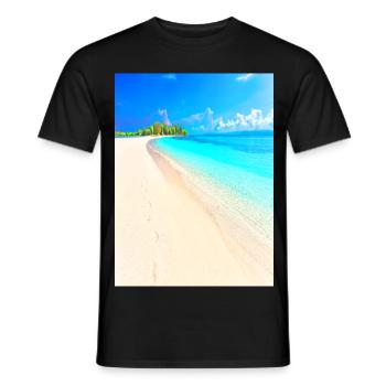 Dream of vacation. Sea Beach Footprints in the Sand - Men's T-Shirt - black - Front - AI Model Male 178 light (178cm)