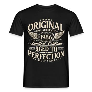Original 1986 Vintage Vintage Rétro Anniversaire - T-shirt homme - noir - Devant - AI Model Male 178 light (178cm)