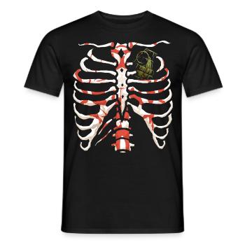 Human Bone Rib Cage with Grenade - Men's T-Shirt - black - Front - AI Model Male 178 light (178cm)