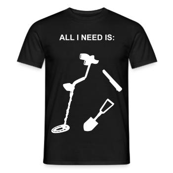 pontoons, probe walker, metal detector, metal finder - Men's T-Shirt - black - Front - AI Model Male 178 light (178cm)