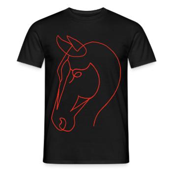 Skizze des roten Pferdes - Männer T-Shirt - Schwarz - Vorne - AI Model Male 178 light (178cm)