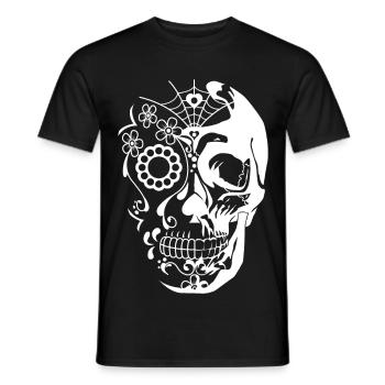 Totenkopf Weiß - Männer T-Shirt - Schwarz - Vorne - AI Model Male 178 light (178cm)