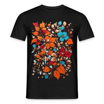 Blumen mit Nüsse - Männer T-Shirt - Schwarz - Vorne - AI Model Male 178 light (178cm)