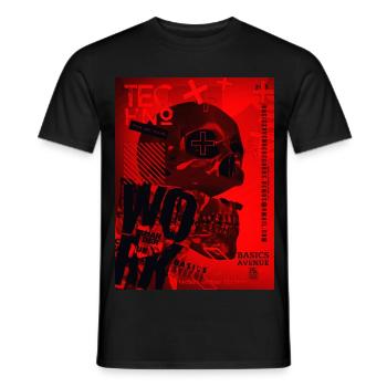 Crâne Rouge Techno Urbain - T-shirt homme - noir - Devant - AI Model Male 178 light (178cm)