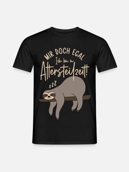 Faultier Mir doch egal Ich bin in Altersteilzeit - Männer T-Shirt - Schwarz
