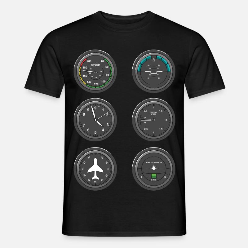 Flugzeug Fluginstrumente - Männer T-Shirt - Schwarz