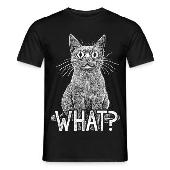 Katze Was Lustige Weiße Katze mit intensivem Horrorblick - Männer T-Shirt - Schwarz - Vorne - AI Model Male 178 light (178cm)