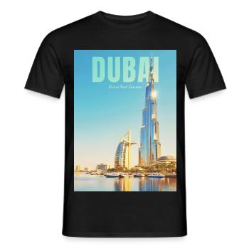 Horizon de Dubaï – Métropole du désert - T-shirt homme - noir - Devant - AI Model Male 178 light (178cm)