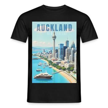 Auckland Skyline - Men's T-Shirt - black - Front - AI Model Male 178 light (178cm)