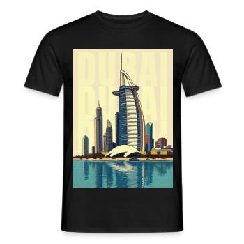 Dubai Skyline – Burj Khalifa und Moderne Wüstensta - Männer T-Shirt - Schwarz - Vorne - AI Model Male 178 light (178cm)