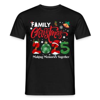FROHE WEIHNACHTEN, Familienweihnachten 2025 - Männer T-Shirt - Schwarz - Vorne - AI Model Male 178 light (178cm)