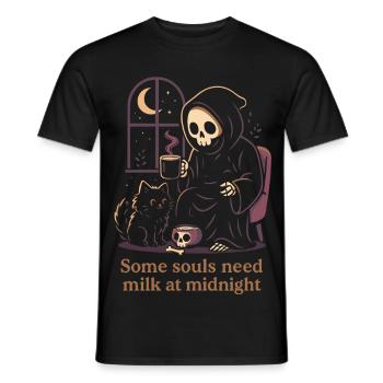 Sensenmann Katze Milch Mitternacht Motiv - Männer T-Shirt - Schwarz - Vorne - AI Model Male 178 light (178cm)