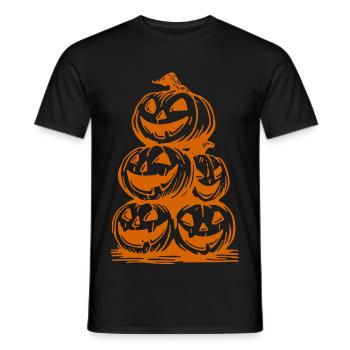 Citrouilles d’Halloween – Pile de visages effrayants - T-shirt homme - noir - Devant - AI Model Male 178 light (178cm)