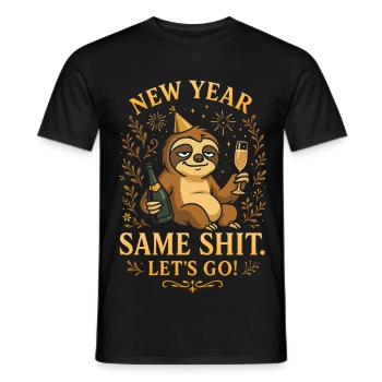 Même chose du Nouvel An – Drôle de paresseux du réveillon du Nouvel An - T-shirt homme - noir - Devant - AI Model Male 178 light (178cm)
