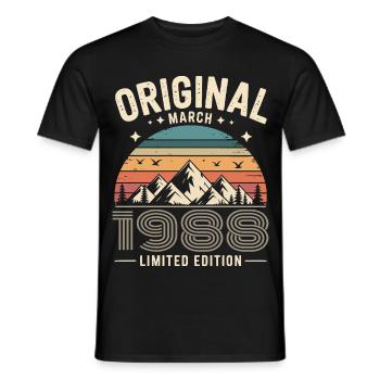 Vintage Né(e) en mars 1988 Original depuis 38 ans - T-shirt homme - noir - Devant - AI Model Male 178 light (178cm)