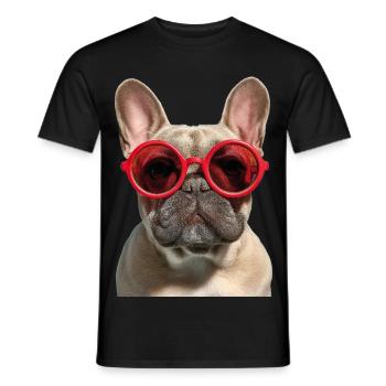 Französische Bulldogge French Bulldog Frenchie - Männer T-Shirt - Schwarz - Vorne - AI Model Male 178 light (178cm)