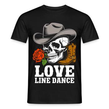 Skull Cowboy Rose Line Dance Tee - Männer T-Shirt - Schwarz - Vorne - AI Model Male 178 light (178cm)