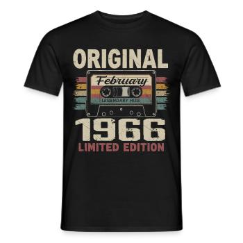 Février 1966, Cadeau d'Anniversaire février 1966 - T-shirt homme - noir - Devant - AI Model Male 178 light (178cm)