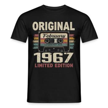 Février 1967, Cadeau d'Anniversaire février 1967 - T-shirt homme - noir - Devant - AI Model Male 178 light (178cm)