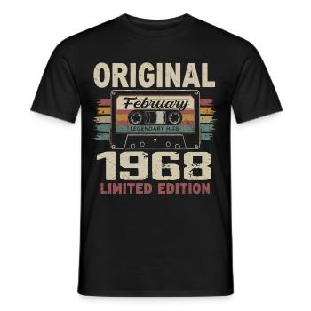 Février 1968, Cadeau d'Anniversaire février 1968 - T-shirt homme - noir - Devant - AI Model Male 178 light (178cm)