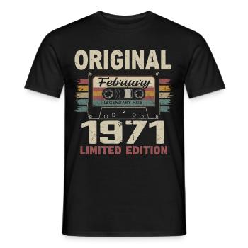 Février 1971, Cadeau d'Anniversaire février 1971 - T-shirt homme - noir - Devant - AI Model Male 178 light (178cm)