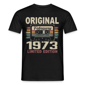 February 1973, February 1973 Birthday Gift - Men's T-Shirt - black - Front - AI Model Male 178 light (178cm)