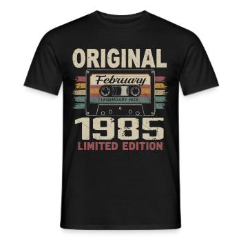 Februar 1985, Februar 1985 Geburtstagsgeschenk - Männer T-Shirt - Schwarz - Vorne - AI Model Male 178 light (178cm)