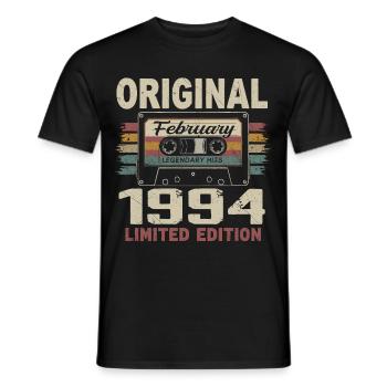 Februar 1994, Februar 1994 Geburtstagsgeschenk - Männer T-Shirt - Schwarz - Vorne - AI Model Male 178 light (178cm)