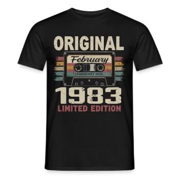 Februar 1983, Februar 1983 Geburtstagsgeschenk - Männer T-Shirt - Schwarz - Vorne - AI Model Male 178 light (178cm)