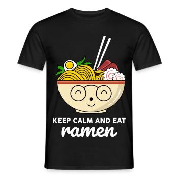 Chemise Kawaii Stay Calm Eat Ramen - T-shirt homme - noir - Devant - AI Model Male 178 light (178cm)