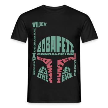 Star Wars: Mandalorian Helm Aus Schriftzügen - Männer T-Shirt - Schwarz - Vorne - AI Model Male 178 light (178cm)