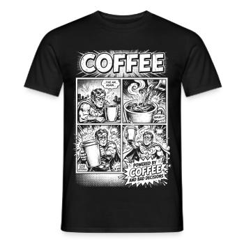 Powered By Coffee And Bad Decisions - Men's T-Shirt - black - Front - AI Model Male 178 light (178cm)
