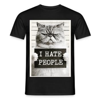 GrimmigerKater I HATE PEOPLE - Men's T-Shirt - black - Front - AI Model Male 178 light (178cm)