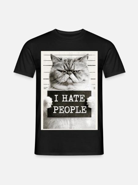 GrimmigerKater I HATE PEOPLE - Men's T-Shirt - black