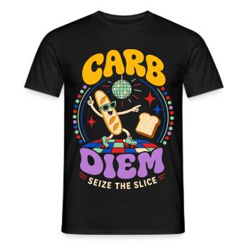 Carb Diem – Use the Bread Slice - Men's T-Shirt - black - Front - AI Model Male 178 light (178cm)