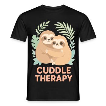 Cuddle Therapy: Cute sloths in the jungle - Men's T-Shirt - black - Front - AI Model Male 178 light (178cm)