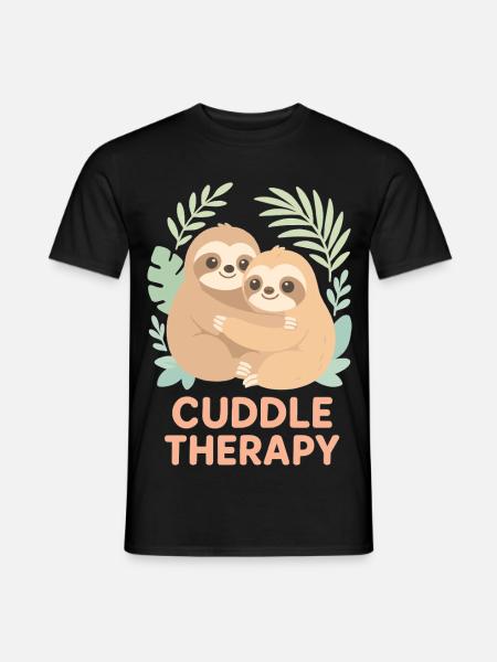 Cuddle Therapy: Süße Faultiere im Dschungel - Männer T-Shirt - Schwarz