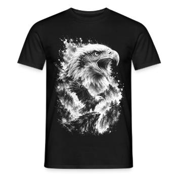 Majestätischer Adler in Bergnatur im Zeichenstil - Männer T-Shirt - Schwarz - Vorne - AI Model Male 178 light (178cm)