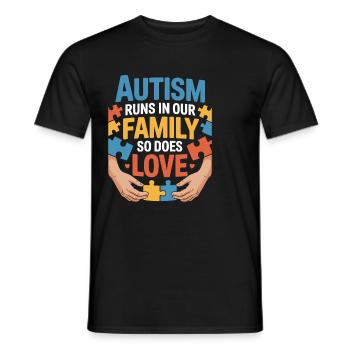 Frères et sœurs autistes - T-shirt homme - noir - Devant - AI Model Male 178 light (178cm)