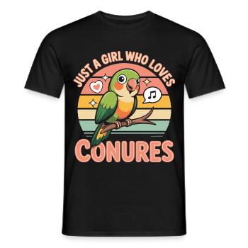 Juste une fille qui aime les Conures - T-shirt homme - noir - Devant - AI Model Male 178 light (178cm)