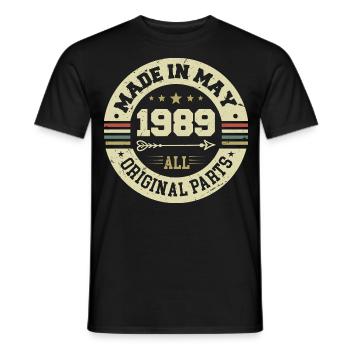Mai 1989 Jahrestag Mai 1989 Geburtstag May 1989 - Männer T-Shirt - Schwarz - Vorne - AI Model Male 178 light (178cm)