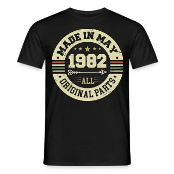 Mai 1982 Jahrestag Mai 1982 Geburtstag May 1982 - Männer T-Shirt - Schwarz - Vorne - AI Model Male 178 light (178cm)