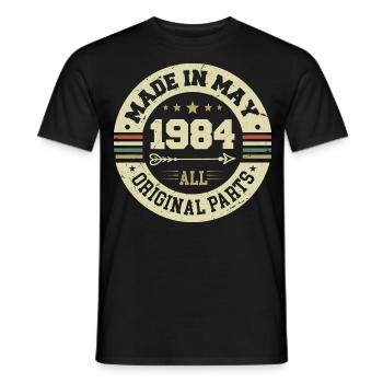 May 1984 Anniversary May 1984 Birthday May 1984 - Men's T-Shirt - black - Front - AI Model Male 178 light (178cm)