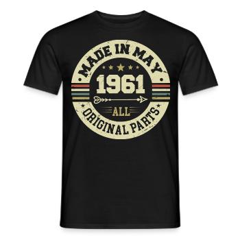Mai 1961 Anniversaire Mai 1961 Anniversaire Mai 1961 - T-shirt homme - noir - Devant - AI Model Male 178 light (178cm)