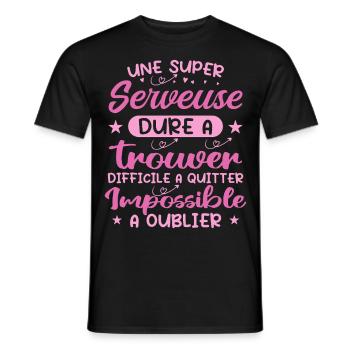 Une Super Serveuse - Cadeau serveuse - T-shirt homme - noir - Devant - AI Model Male 178 light (178cm)
