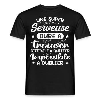 Une Super Serveuse - Cadeau serveuse - T-shirt homme - noir - Devant - AI Model Male 178 light (178cm)