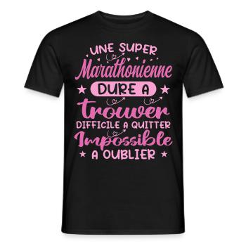 Une Super Marathonienne - Cadeau marathonienne - T-shirt homme - noir - Devant - AI Model Male 178 light (178cm)