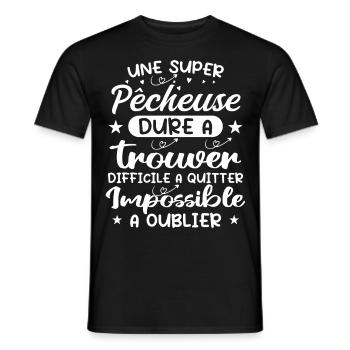 Une Super Pêcheuse - Cadeau pecheuse - T-shirt homme - noir - Devant - AI Model Male 178 light (178cm)